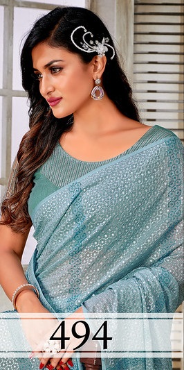 MEHEK 494 COLOUR DESIGNER ORGANZA EMBROIDERED SAREE WHOLESALER